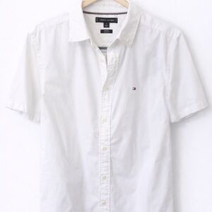 Tommy Hilfiger Men's Classic White Button-Down Shirt - Medium - regular fit